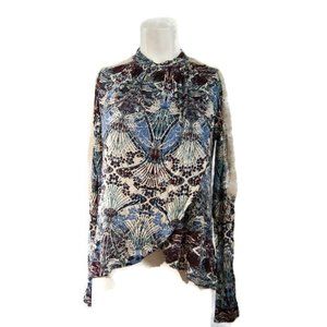 Free People Women's Long Sleeve Lace Layered Front Open Back Blouse Size XS